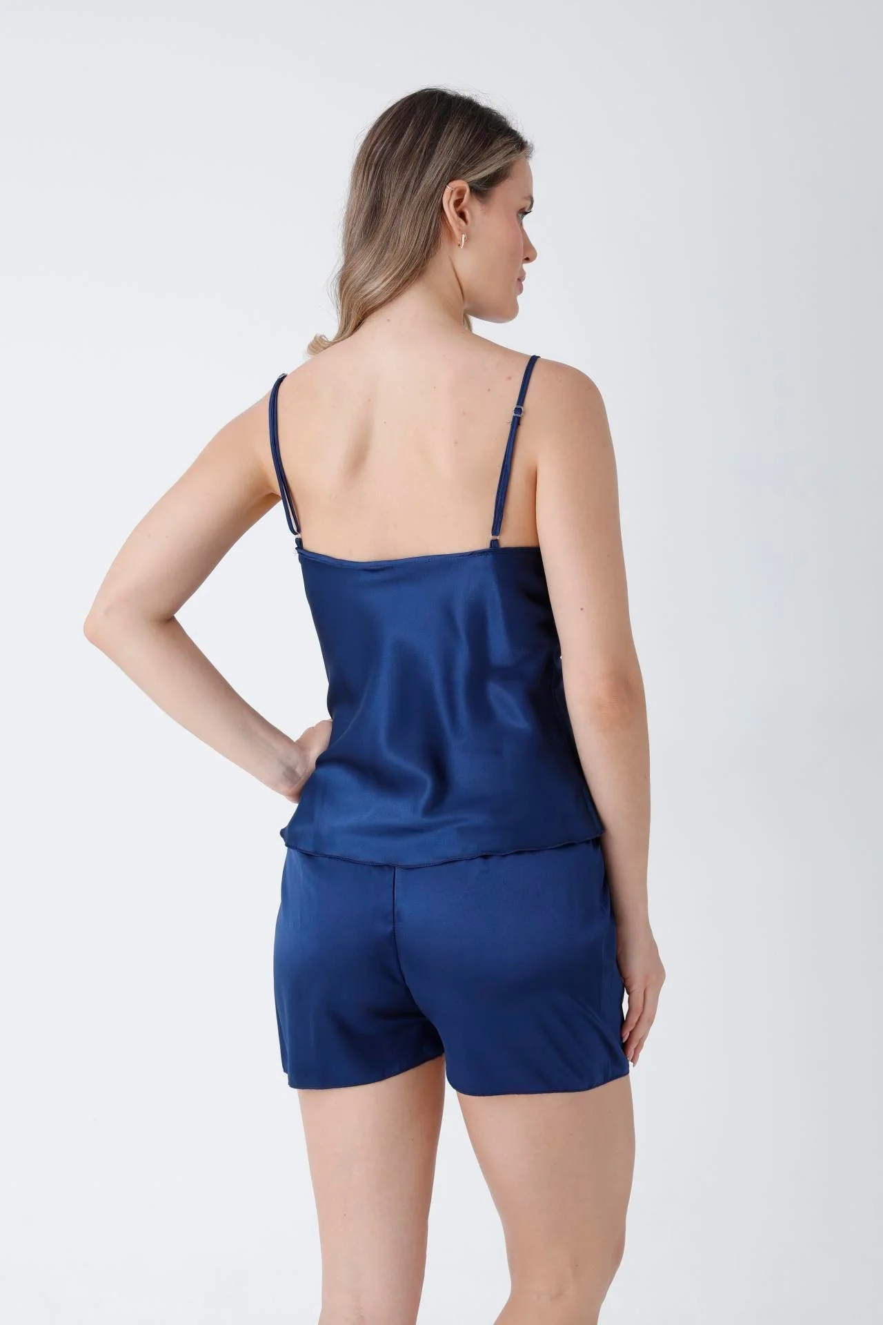 Camille Lace-Trim Satin Cami Set