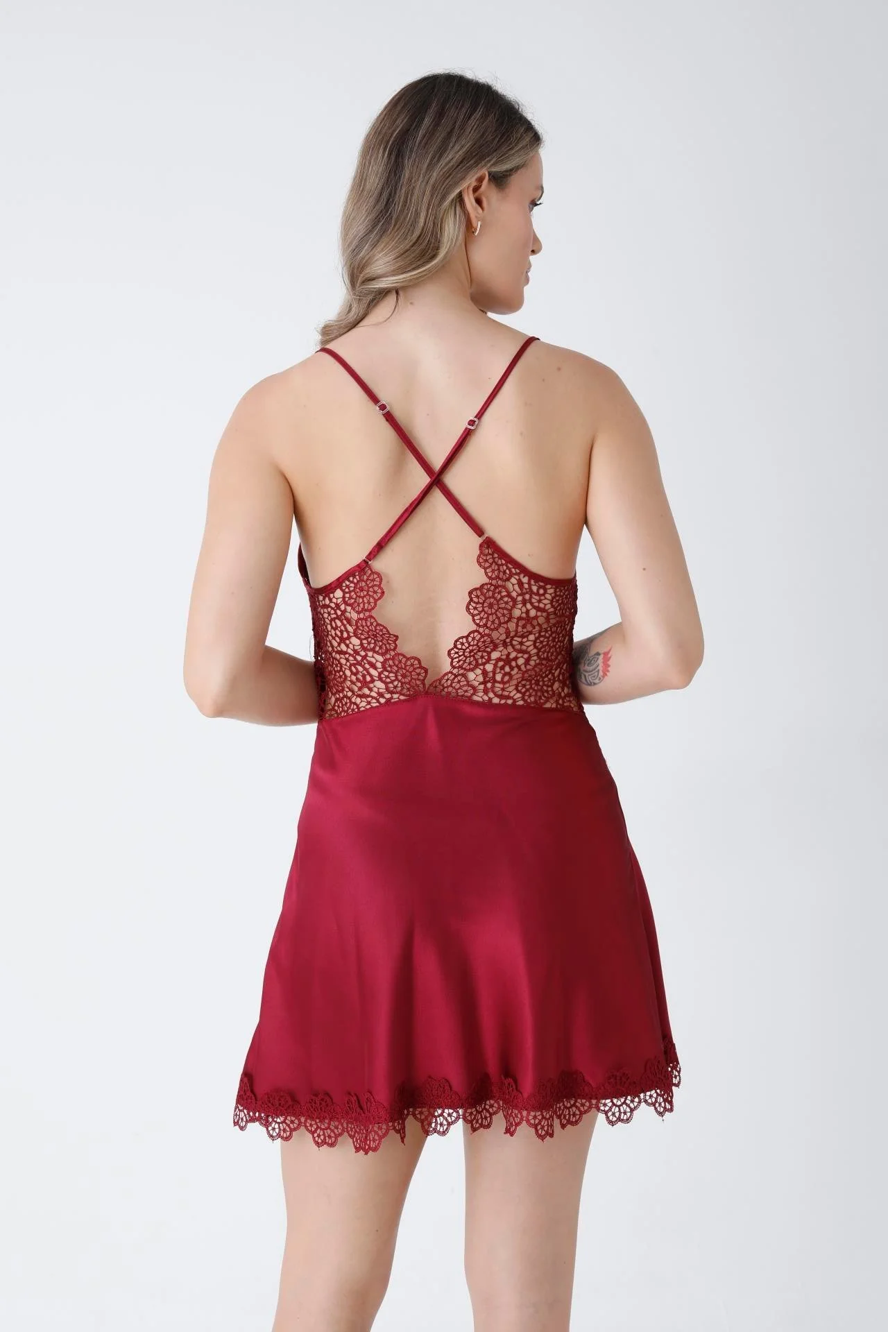 Vivienne Lace-Bodice Satin Chemise