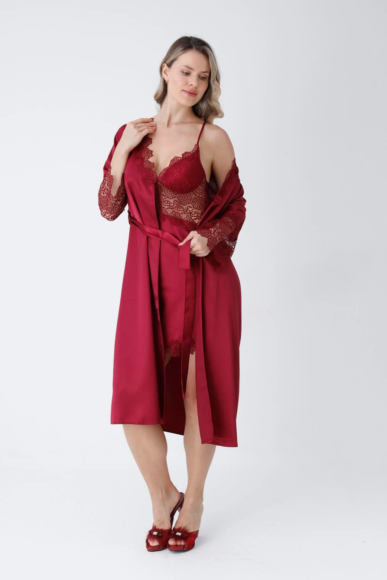 Vivienne Lace-Bodice Satin Chemise